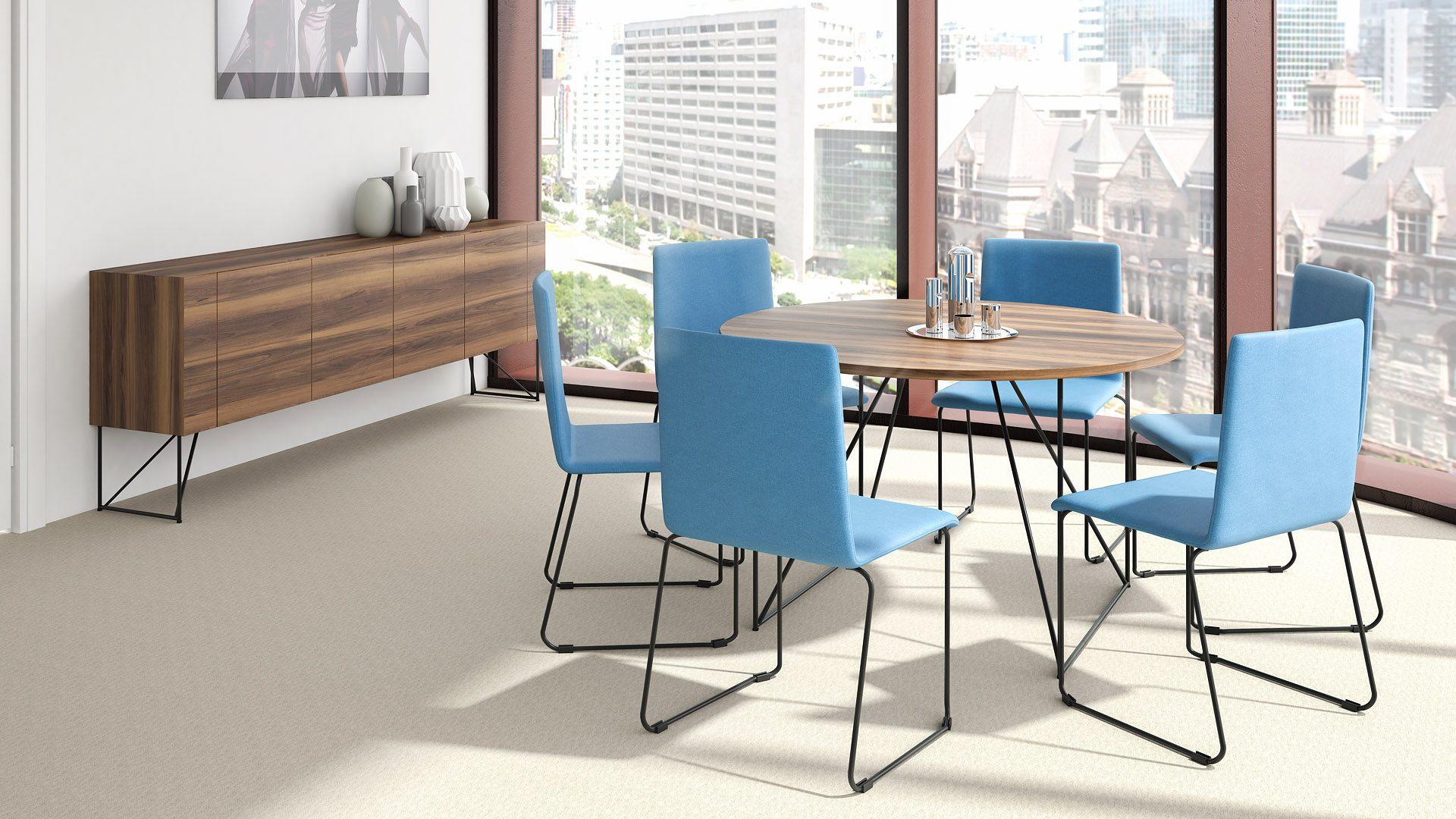 Apaļš konferenču galds AIR (6 vietas), V1 - pelnu krāsas finieris, A - Melns